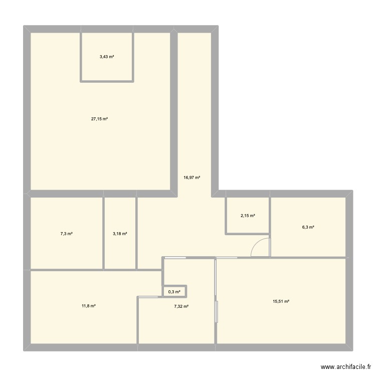 CAB. Plan de 11 pièces et 101 m2