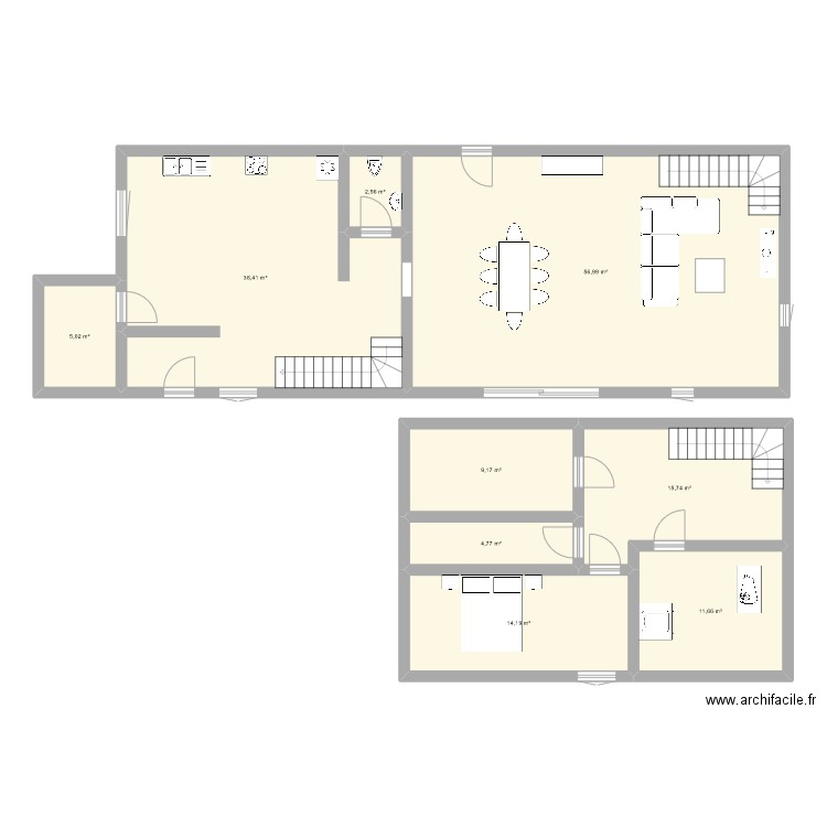 Maison1. Plan de 9 pièces et 159 m2