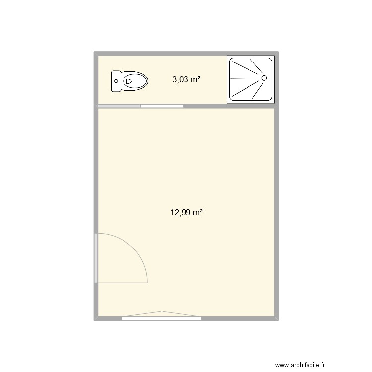 Thomas. Plan de 2 pièces et 16 m2