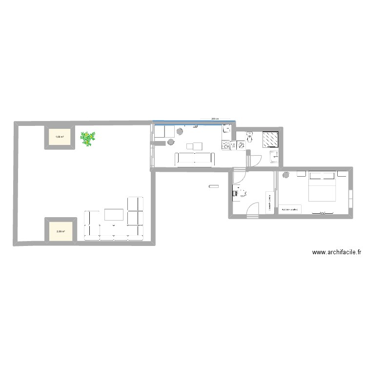 APPART AGDAL 6. Plan de 2 pièces et 4 m2