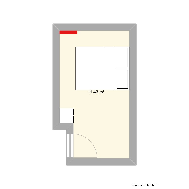 Chambre. Plan de 1 pièce et 11 m2