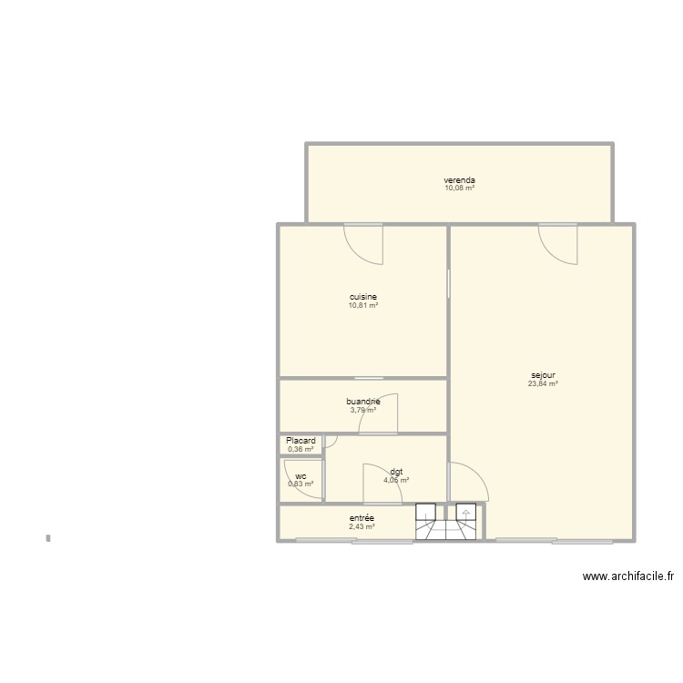 RDC croquis. Plan de 8 pièces et 56 m2