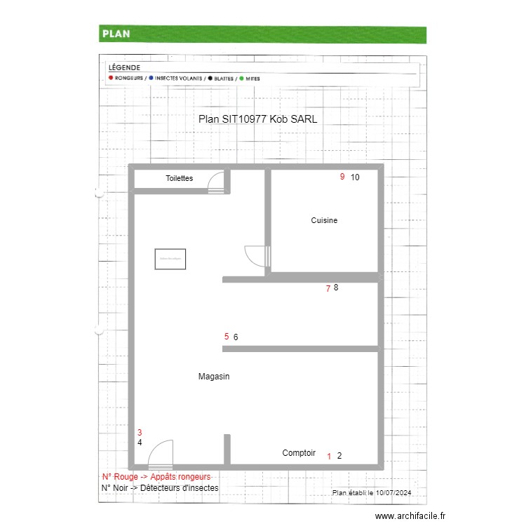 Plan Kob Secretariat. Plan de 3 pièces et 163 m2