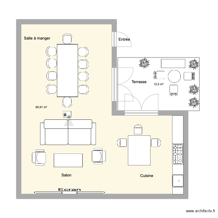 Loft Ermitage. Plan de 2 pièces et 73 m2