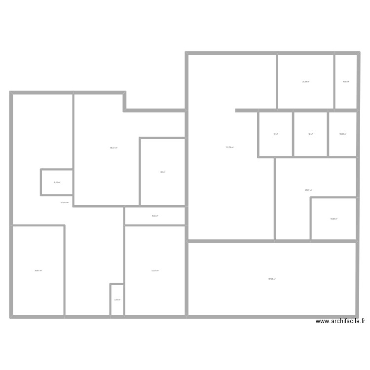 Plan PM1. Plan de 17 pièces et 630 m2