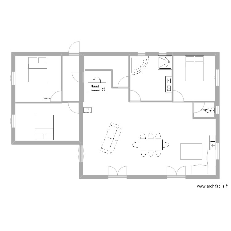 veneyre 2. Plan de 2 pièces et 32 m2