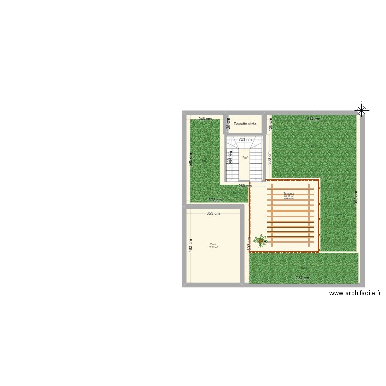 toit terrasse. Plan de 4 pièces et 120 m2