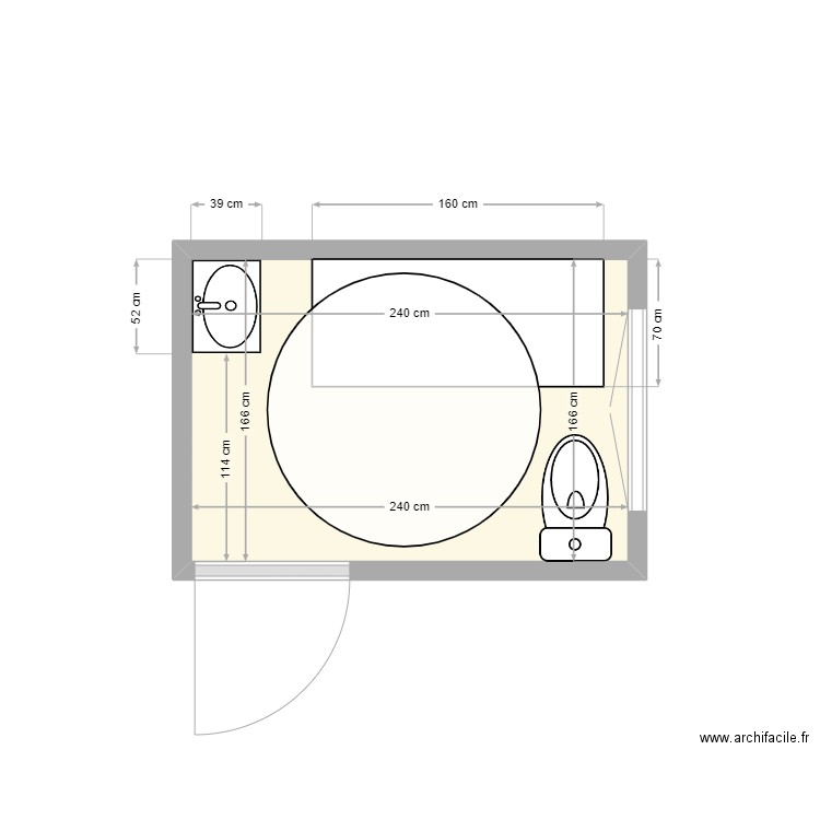 salle de change UEE. Plan de 1 pièce et 4 m2