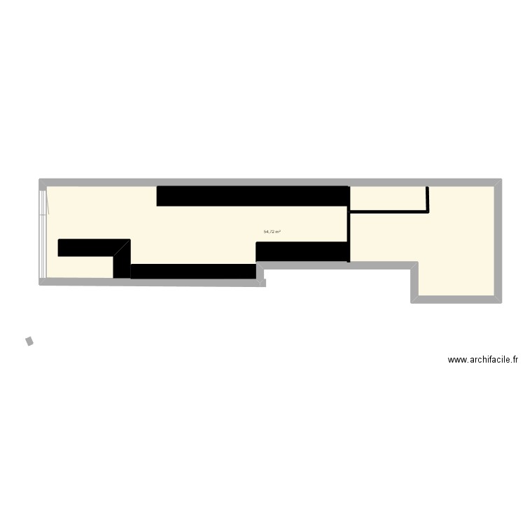 magasin. Plan de 1 pièce et 55 m2