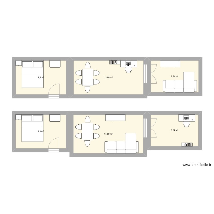 7710 Chateaubriand. Plan de 6 pièces et 63 m2