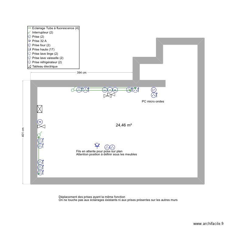 Goffoz. Plan de 1 pièce et 24 m2