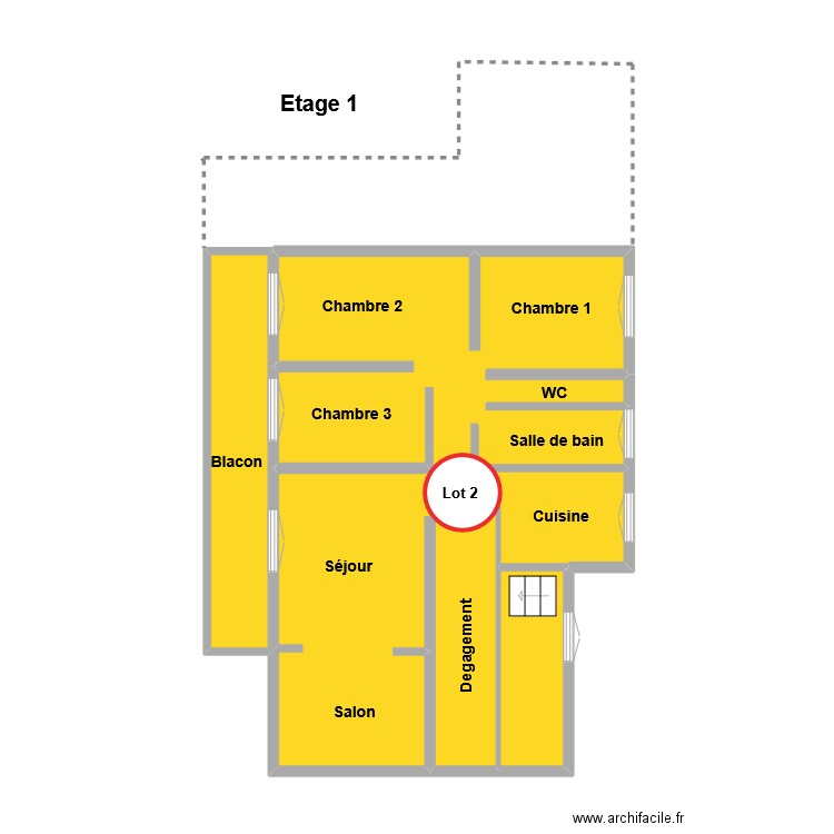 1 ER. Plan de 2 pièces et 46 m2