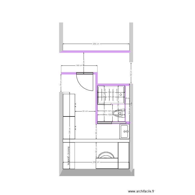 Bathroom. Plan de 1 pièce et 2 m2