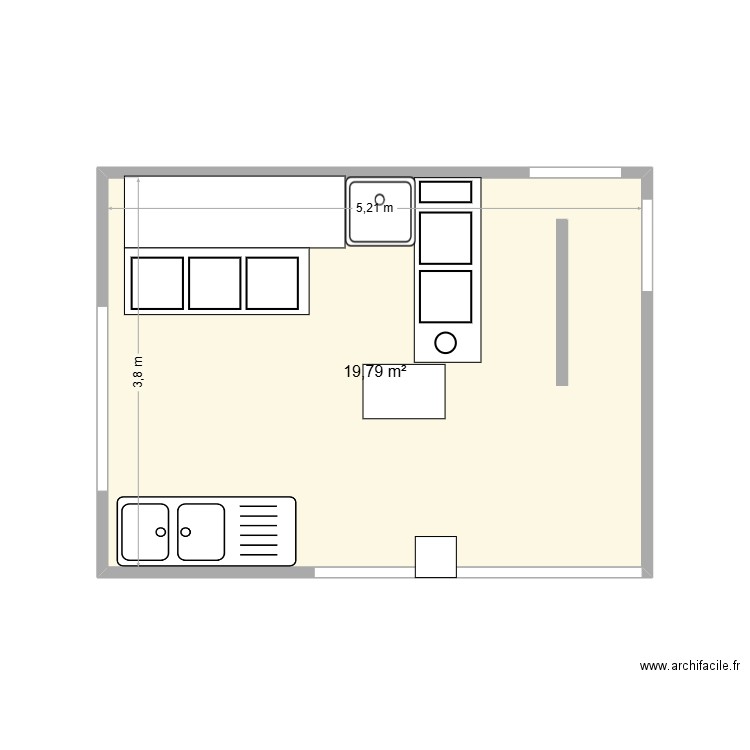 leveno. Plan de 1 pièce et 20 m2