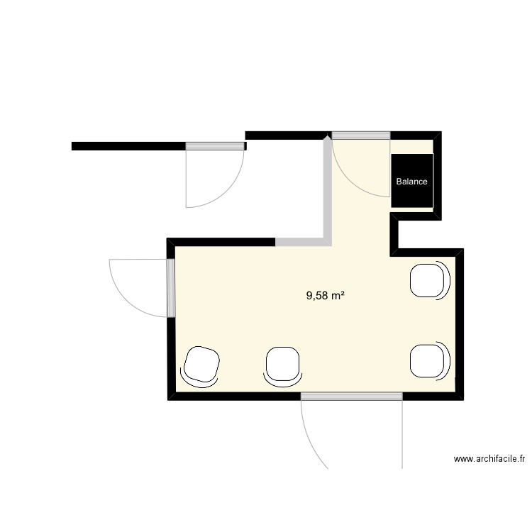 Accueil . Plan de 1 pièce et 10 m2