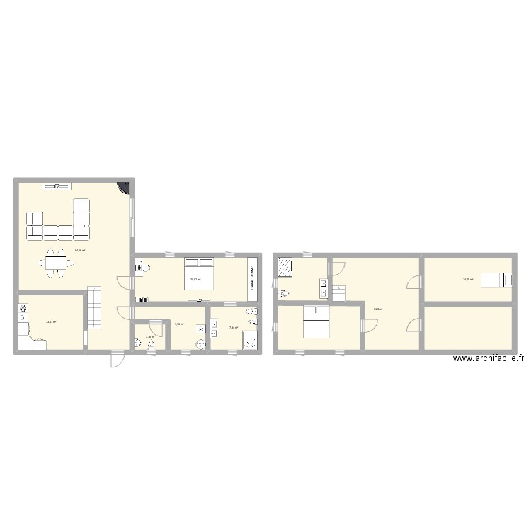 maman syphax. Plan de 8 pièces et 184 m2