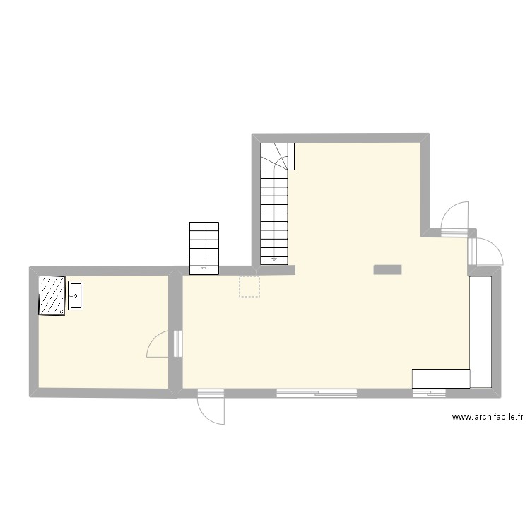 Maison parents . Plan de 2 pièces et 65 m2