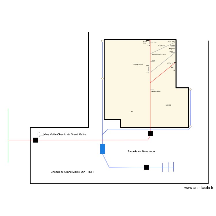 grand maître. Plan de 1 pièce et 104 m2