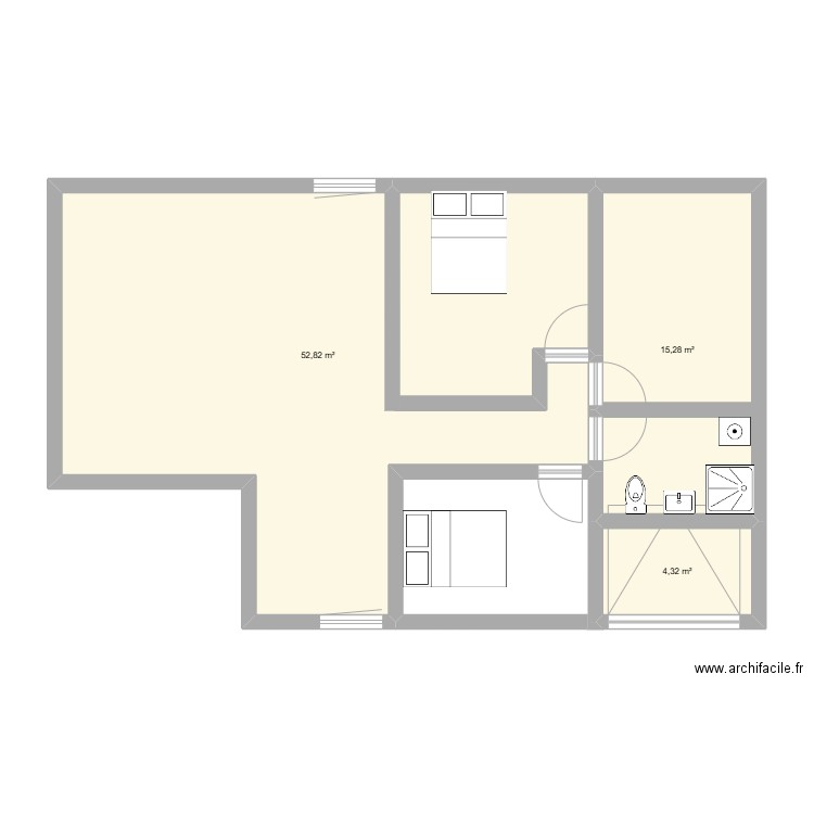 maison a. Plan de 3 pièces et 72 m2