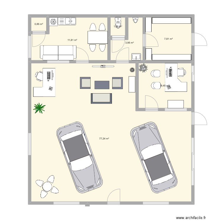 atelier bureau. Plan de 7 pièces et 112 m2