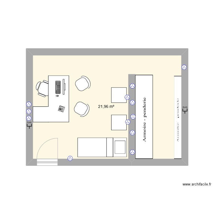 ORTHOPEDIE. Plan de 1 pièce et 22 m2