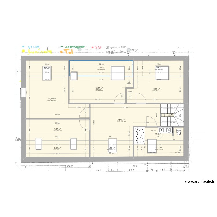 2024 07 21 Test Rénovation Maison. Plan de 13 pièces et 100 m2