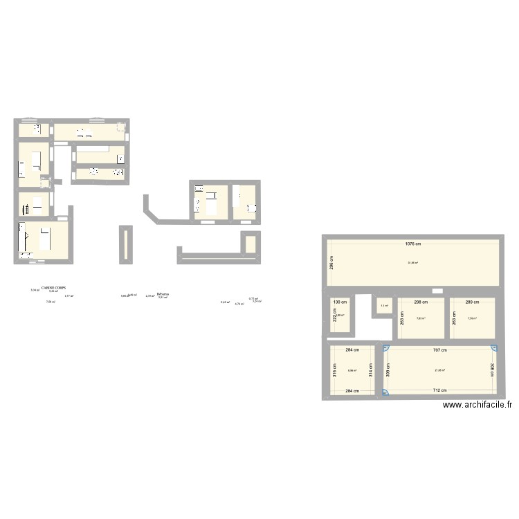 lob. Plan de 19 pièces et 121 m2