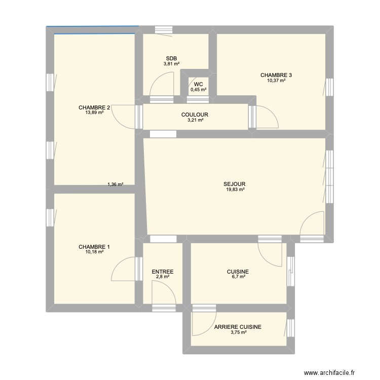 PROJET DRIEUX . Plan de 11 pièces et 76 m2