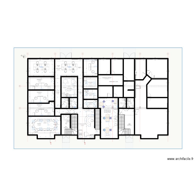 27158 - Croquis rdc. Plan de 24 pièces et 53 m2