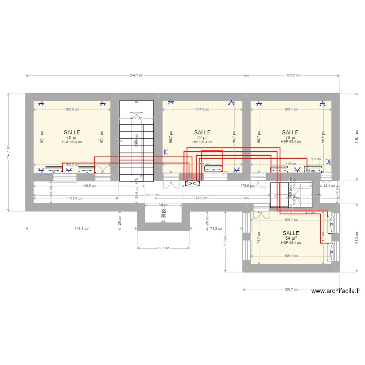 Mercure. Plan de 4 pièces et 25 m2