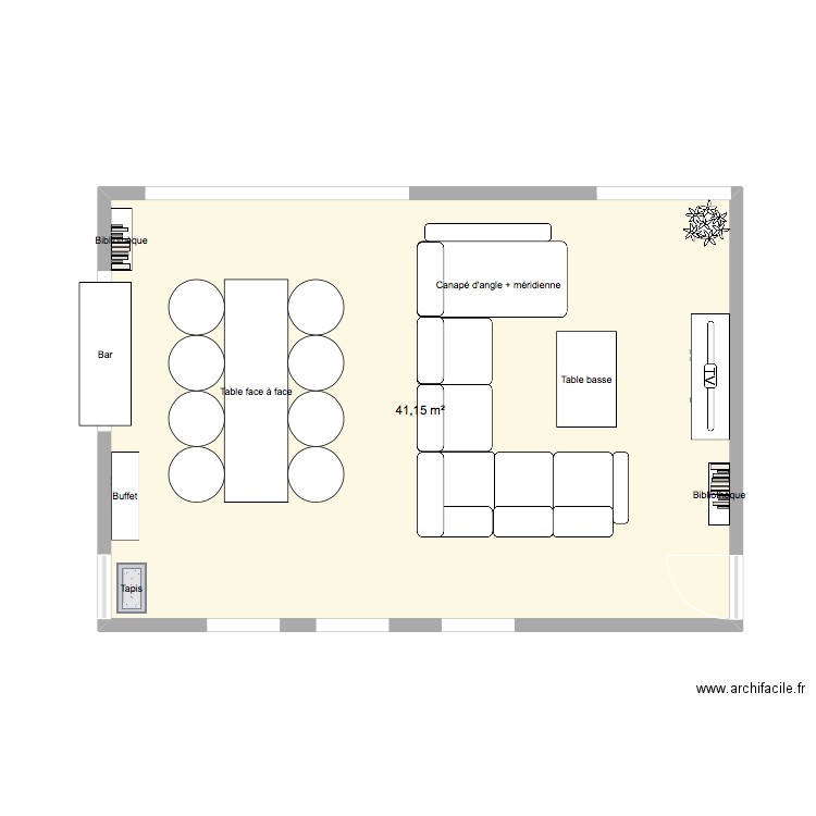 SALON . Plan de 1 pièce et 41 m2