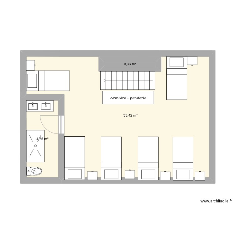 Mill - 2ème - new3. Plan de 3 pièces et 40 m2