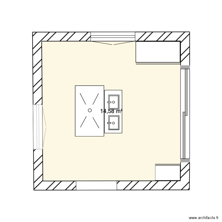 SDB Deauville. Plan de 1 pièce et 15 m2