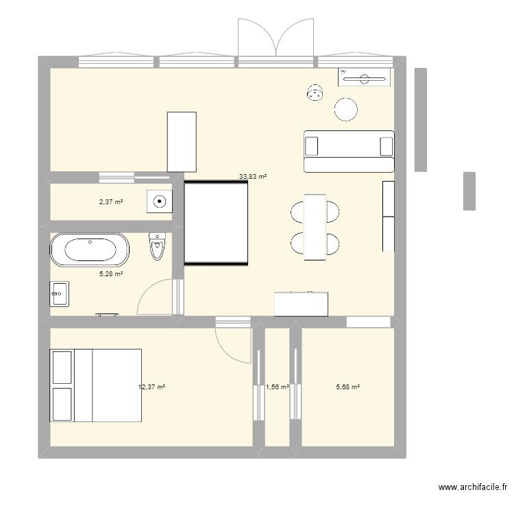 LANDEDA 3. Plan de 6 pièces et 61 m2