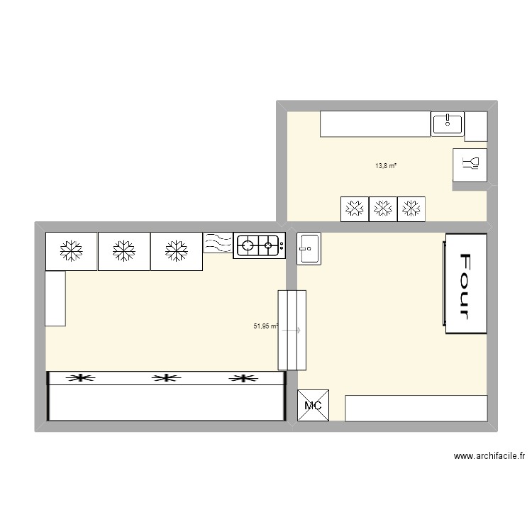 plan entreprise . Plan de 2 pièces et 66 m2