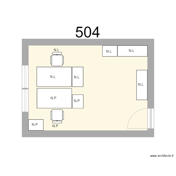 Bureau R 504 - N.LAMY - N.PRONIER. Plan de 1 pièce et 16 m2