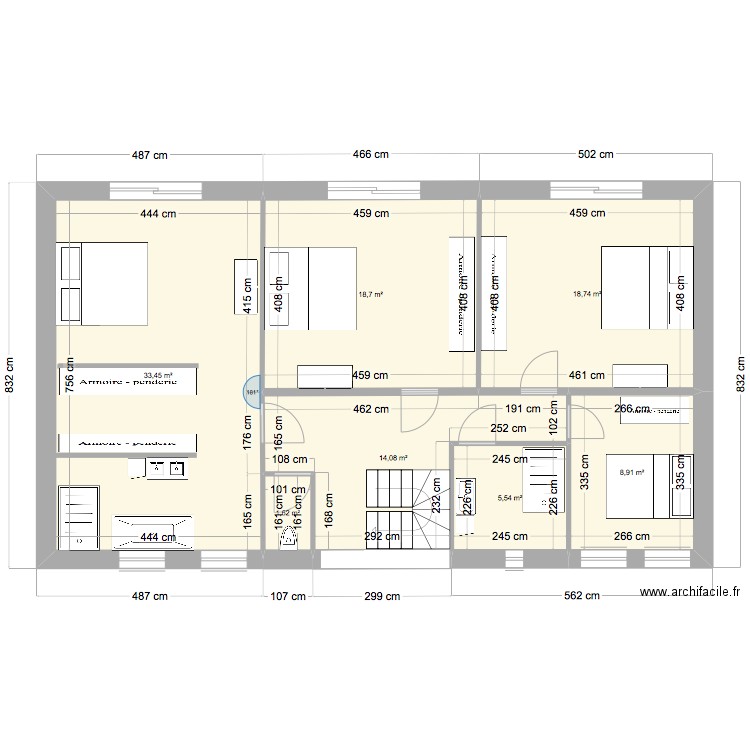 etage1. Plan de 7 pièces et 101 m2