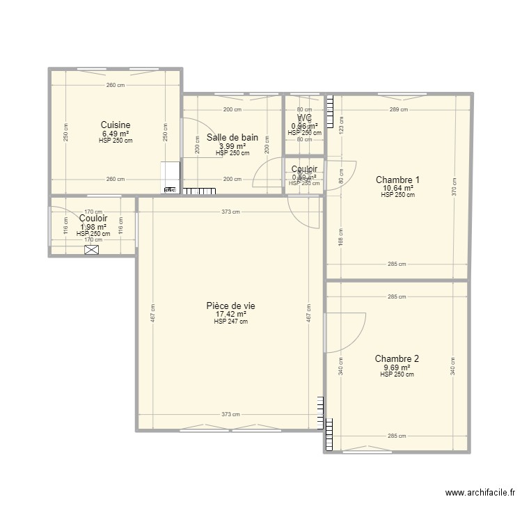 stains 2. Plan de 8 pièces et 52 m2