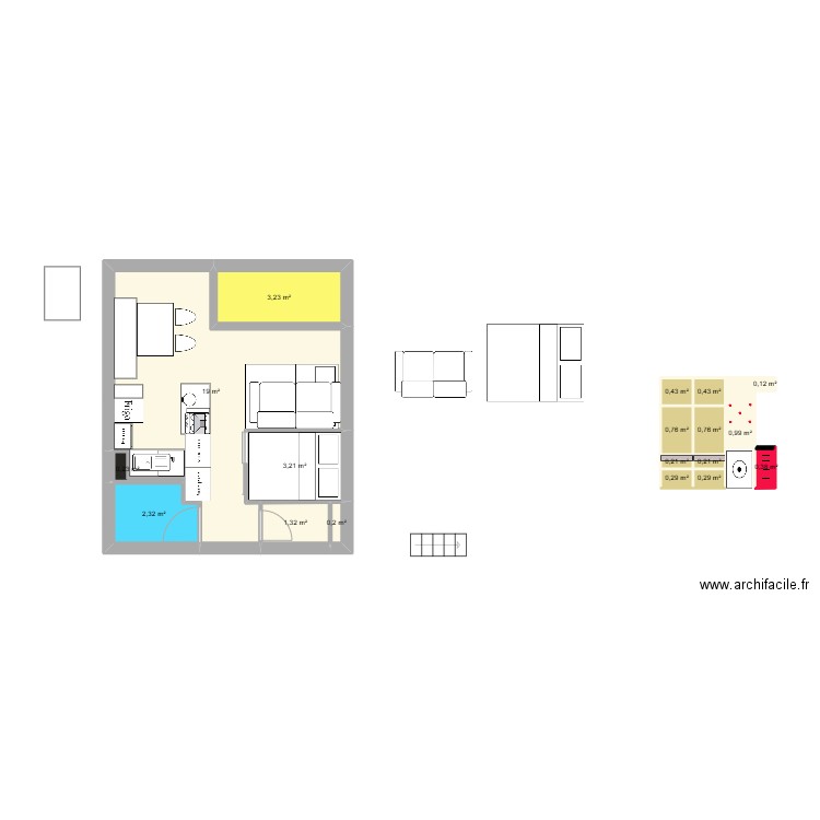 Plan Toussuire 12 + Mezzanine. Plan de 18 pièces et 34 m2