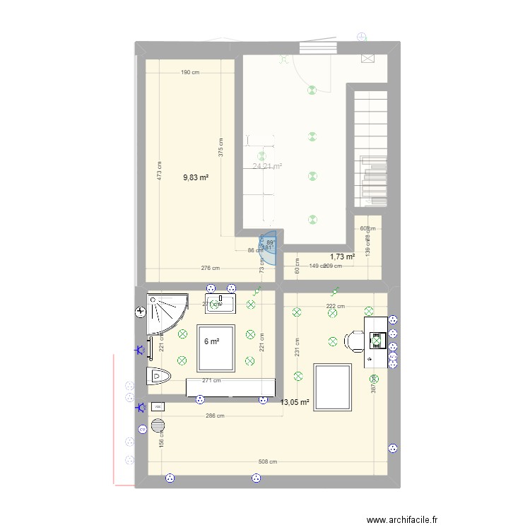 elec. Plan de 6 pièces et 74 m2