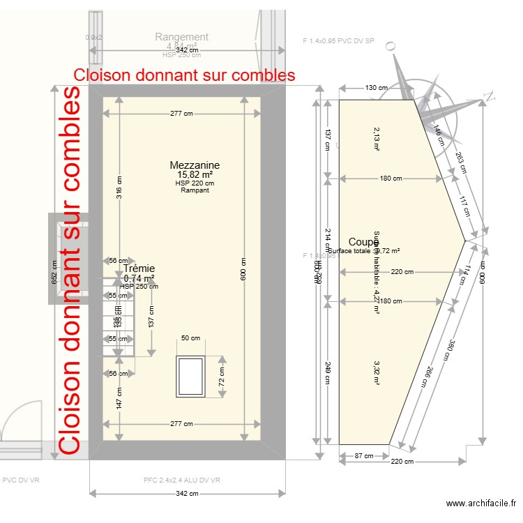 HERVIOT. Plan de 14 pièces et 165 m2