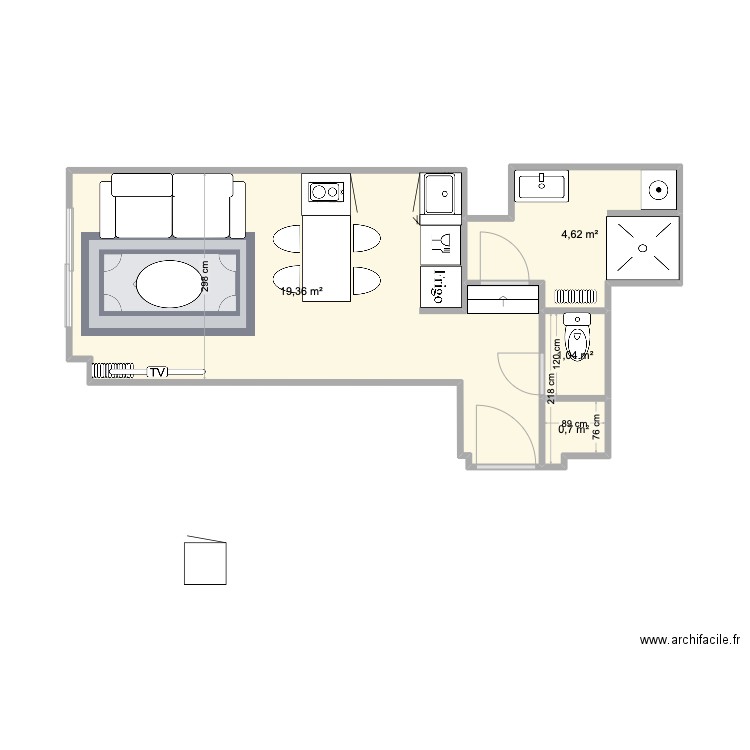 projet PAM PAM 4. Plan de 4 pièces et 26 m2