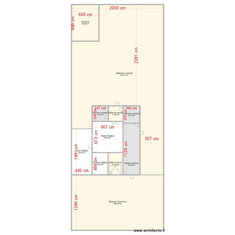 Atelier. Plan de 11 pièces et 974 m2