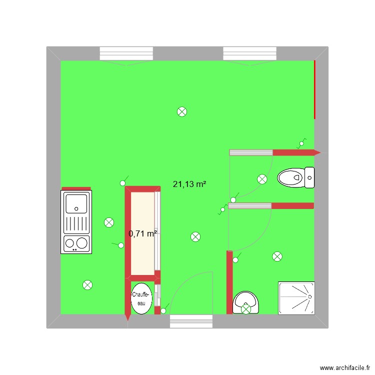 Camelia plan architectural ecl. Plan de 2 pièces et 22 m2