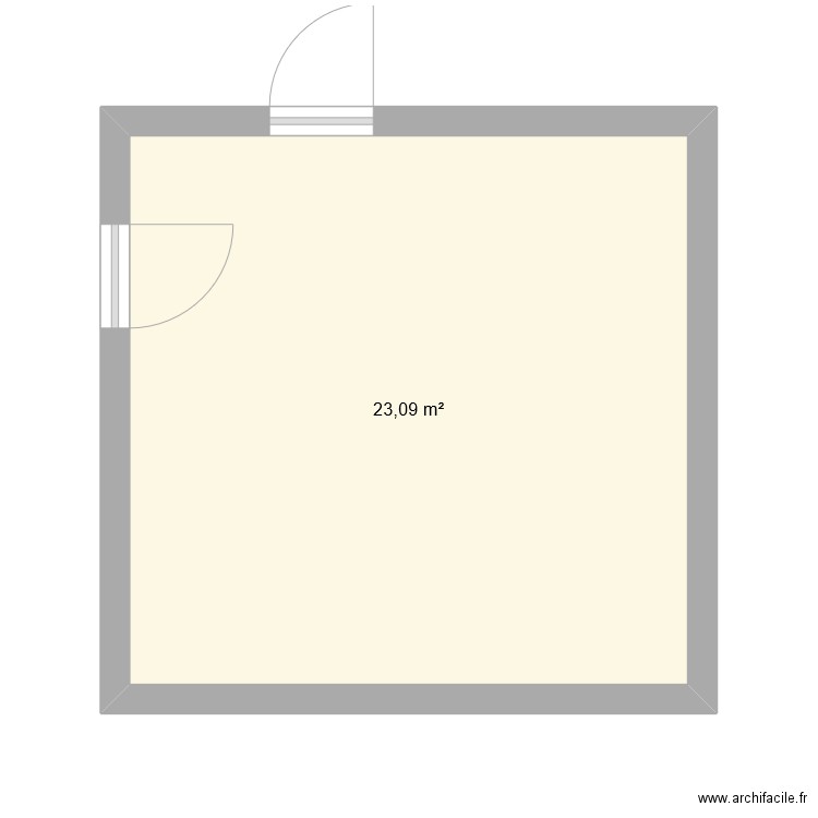 cour. Plan de 1 pièce et 23 m2