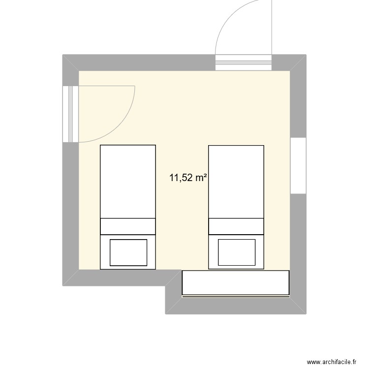 Chambre enfant algerie. Plan de 1 pièce et 12 m2