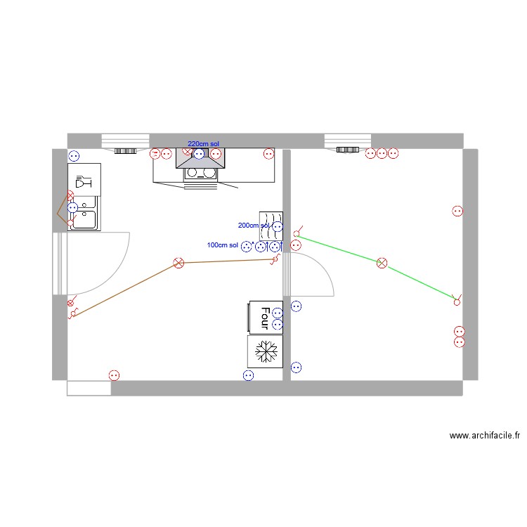 Cuisine et bureau petite maison élec. Plan de 0 pièce et 0 m2