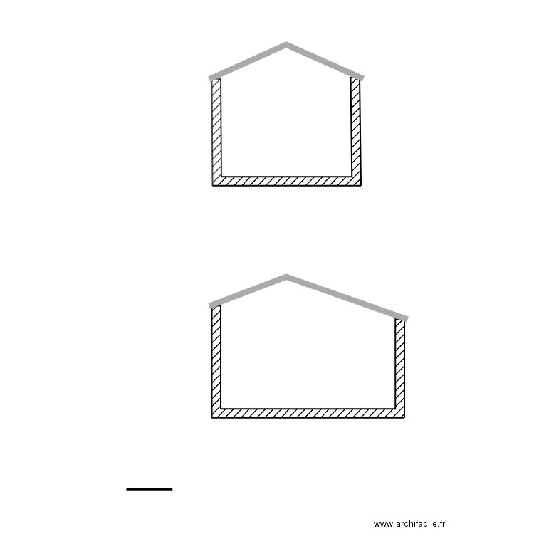 coupe bungalow. Plan de 0 pièce et 0 m2