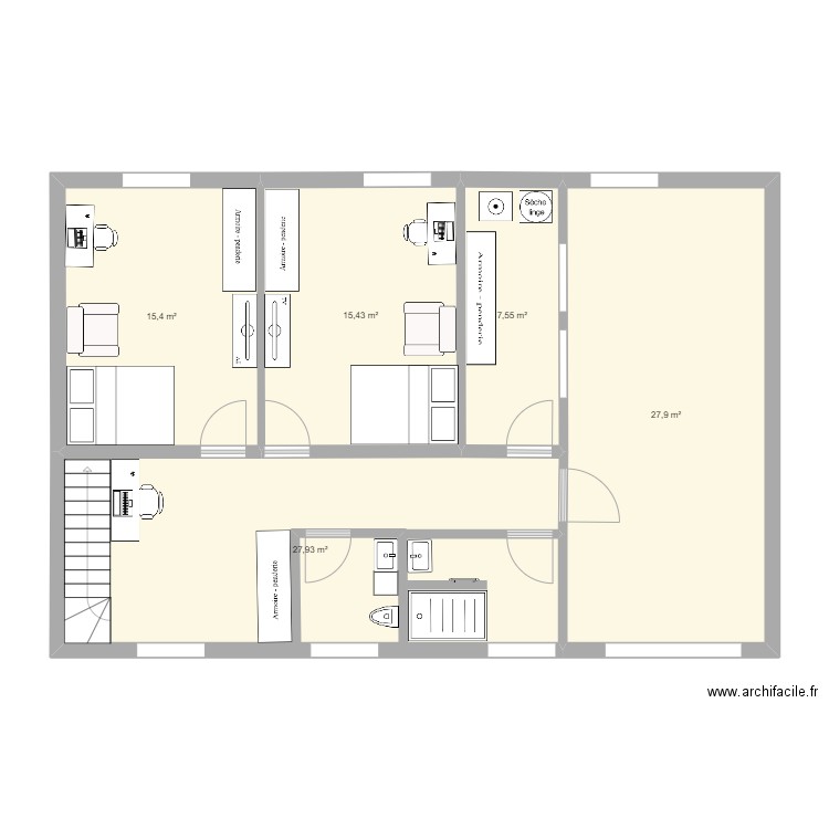 sous sol mouilleron plan1. Plan de 5 pièces et 94 m2