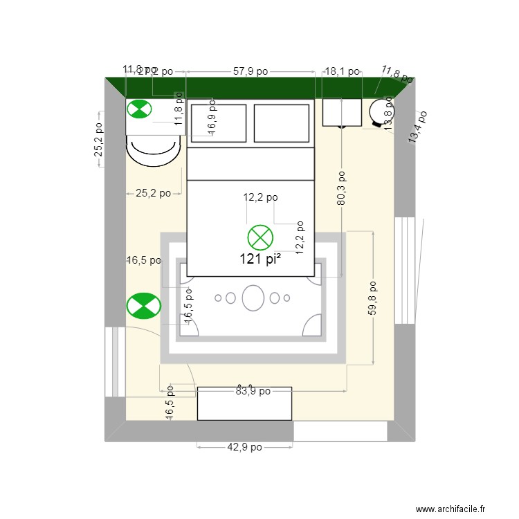 chambre plan 1. Plan de 1 pièce et 11 m2